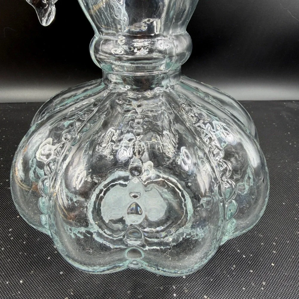 Clear Glass Ruffled Vase Hobnail Lobed Pumpkin‎ Base Heavy 8 Inch Vessel VTG